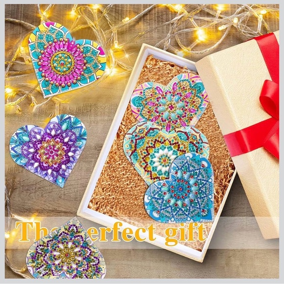 Diamond Art HEART 12 Corner Bookmark, Colorful, Sparkly (BLUE, PINK, GOLD) - Picture 10 of 15